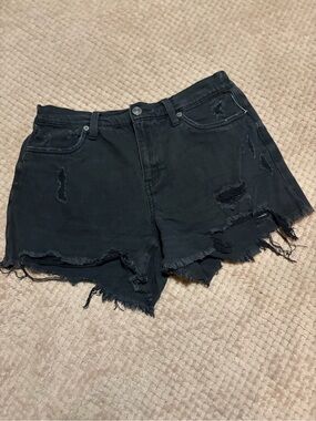 aerie Black Distressed Denim Cutoff Shorts